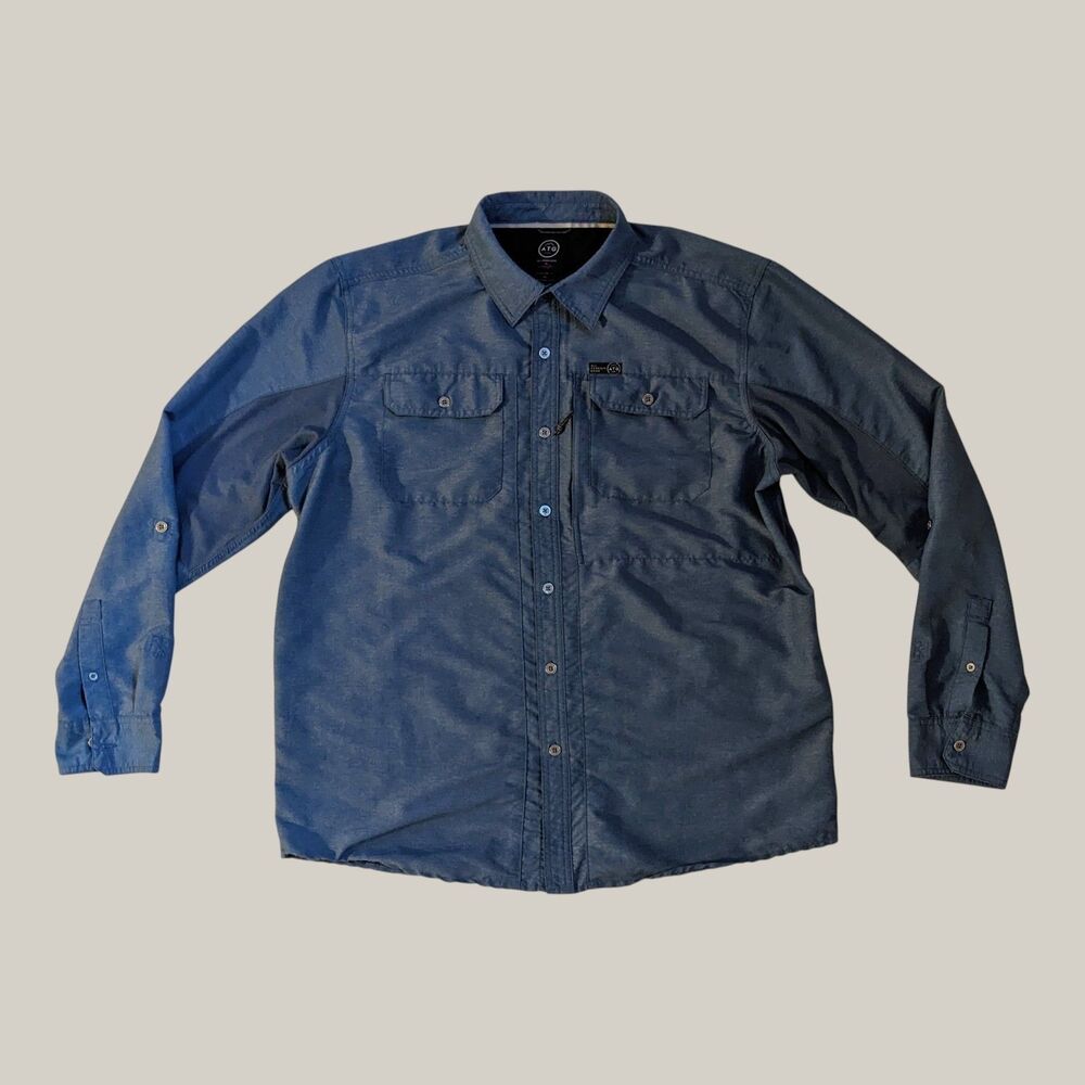 Wrangler Men's XL ATG Shirt Vintage Indigo Long Sleeve Outdoor Hiking NSB89DM